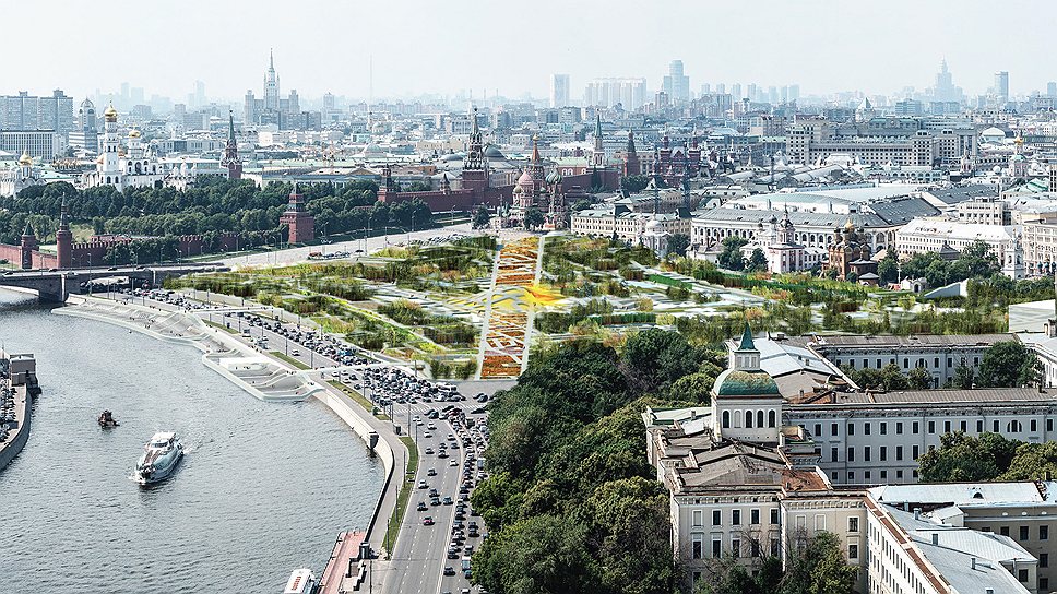Панорама парка &laquo;Зарядье&raquo; по проекту команды во главе с бюро MVRDV, третье место на конкурсе 