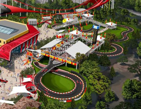 Вид сверху на Ferrari Land