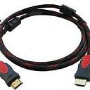 Кабель HDMI-HDMI, 1,5m, 2 фильтра, оплетка, круглый Black/Red.