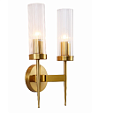 Бра Gold Aluminium Bronze Cylinder Clear Reeded Glass Joseph Fonteyn Fluted Wall Light with 2xE14 Fitting 151-19496