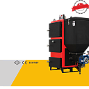 Твёрдотопливный трёхпроходной водонагревательный котёл с автоматической загрузкой (с резервуаром)КМ25