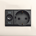 3М Рамка кремовая,1M-TV,2M-розетка чёрная GEWISS,Италия