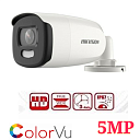 Видеокамера цилиндрическая Full HD 5 МП "Hikvision DS-2CE10HFT-F" 24/7, Full time, ColorVu