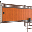 Откатные уличные ворота в алюминиевой раме с заполнением сэндвич-панелями SLG-A