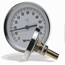 Термометр биметаллический аксиальный с погружной гильзой 75 мм F+R801 OR 63mm 0-120°C