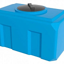 Ёмкость К 150 л, голубая с отводом, крышка 350 мм