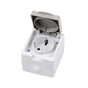 Розетка одинарная с крышкой для открытой установки Lezard IP54, белая