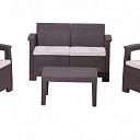 RATTAN Comfort 4   (2 кресла +2х местный диван + 1 столик). Цвет венге. Подушки бежевые