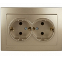 Розетка 2-я с заземлением TOURAN золото
