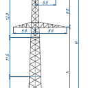 Опоры линий электропередачи 3П330-1Т-5,7