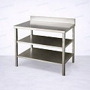 Производственный стол из нержавеющей стали с бортом и двумя нижними полками