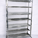 Стеллаж из нержавеющей стали с решётчатыми полками