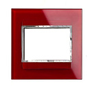 Рамка 4 модуля квадрат красное зеркало 576146