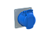 Розетка 216RU6, прямой унифиц флянец, 200-250V, 16А, 2P+E, термопласт, IP44, синяя