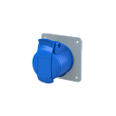 Розетка 216RU6, прямой унифиц флянец, 200-250V, 16А, 2P+E, термопласт, IP44, синяя