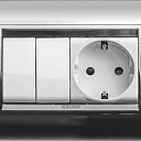 4М Рамка xром, выключатель 1Мx2, розетка 2М GEWISS,Италия