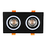Светильник Low UGR фиксированный алюминиевый downlight, IP20, GU5.3, 2 светильника, черный, квадратный (TEKLED), артикул 143-03474