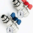 Шаровой кран угловой с термометром Tiemme