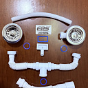 Сифон для двойной раковины с нержавеющими чашками Ф114 мм (25)