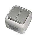 Выключатель 2-клавишный Palmiye серый IP54 накладной 380-36140