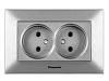 Розетка 2-я б/з Panasonic Karre Plus & Arkedia Slim, скрытая. Цвет: бронза, черный, серебро, темно-серый