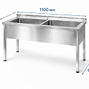 Двухсекционная моечная ванна из нержавеющей стали