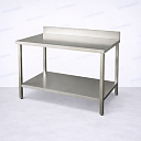 Производственный стол из нержавеющей стали с бортом и нижней полкой