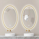 Зеркало для ванной комнаты  60 cm x 80 cm с подсветкой 3 цвета LED и противозапотевателом с металлической оправой