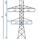Опоры линий электропередачи У110-4Н+5