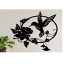 Настенное металлическое панно «Колибри и цветок»