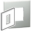 Рамка 3 модуля квадрат серое зеркало 576185
