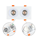 Светильник Low UGR фиксированный алюминиевый downlight, IP20, GU5.3, 2 светильника, белый, квадратный (TEKLED), артикул 143-03476
