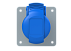 Розетка 216RU6, прямой унифиц флянец, 200-250V, 16А, 2P+E, термопласт, IP44, синяя