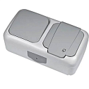 Блок (выключатель 1-клавишный + розетка с крышкой) серый о/у VIKO 380-36190