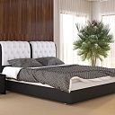 Двуспальная кровать "Veda 5" чёрная с белым