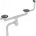 Aquant Сифон для двойных моек 3 1/2х40 с мет. реш. с прямоуг. переливом с г.т. 40х40/50