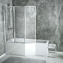 Акриловая ванна Besco INTEGRA 150х75 с 3-створчатой шторой из закаленного стекла