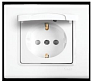 Розетка с заземлением и крышкой Linnera S BEYAZ KAPAKLI TOP PRIZ C.K.