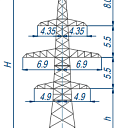 Опоры линий электропередачи 1У220-4Т+5