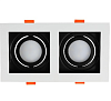 Светильник прямоугольный встраиваемый наклонный downlight GU5.3, белый и черный, 2 светильника (TEKLED), артикул 143-03514
