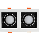 Светильник прямоугольный встраиваемый наклонный downlight GU5.3, белый и черный, 2 светильника (TEKLED), артикул 143-03514