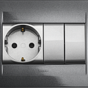 4M Pамка синевато-серая, выкл.1Mx2,розетка 2М титан GEWISS