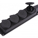 Розетка наружные установки 4-ая с заглушками 2Р+РЕ 1х16А 220-240V (каучук)