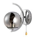 Бра Chrome Wall Light Globe Semicircle Smoky Glass E27 With Pull Down Switch TEKLED 151-198080
