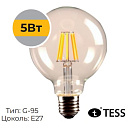 Лампа светодиодная филамент "TESS" G-95 6 Вт E27 2700K