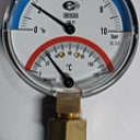 Термоманометр, Модель: 100.01 Ном-ый размер: 080 мм G 1/2 B  присоединение радиальное ед.изм давления: бар 0…10 бар ед.изм температуры: 0 °C ... 120 °C