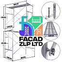 Фасадные леса строительные, оцинкованные, облегченные с настилом